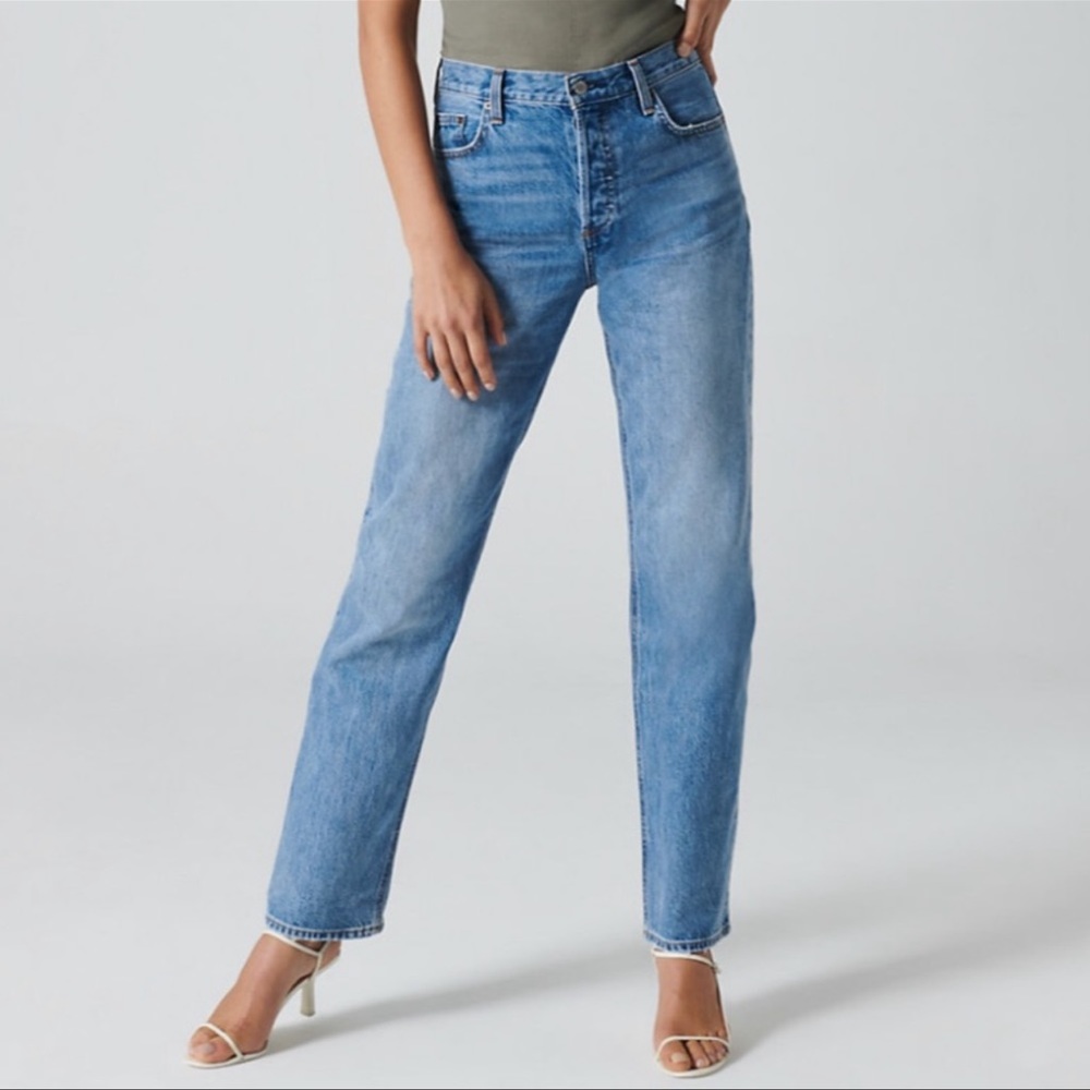Aritzia denim forum “Patti mid rise straight. 31” inseam, 25” waist.